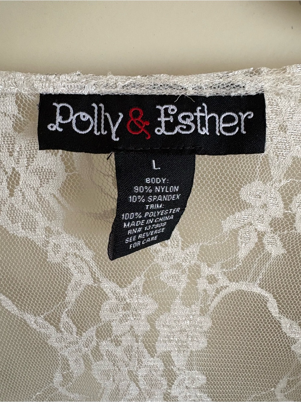 Polly & Esther Ivory Lace Top with Scalloped Trim - Picture 2 of 5